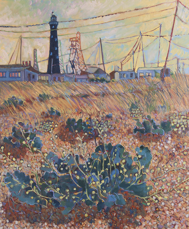 Dungeness with pylons and plants 100x120cm
